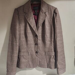 Banana Republic Women's brown plaid wool blend Blazer size 14